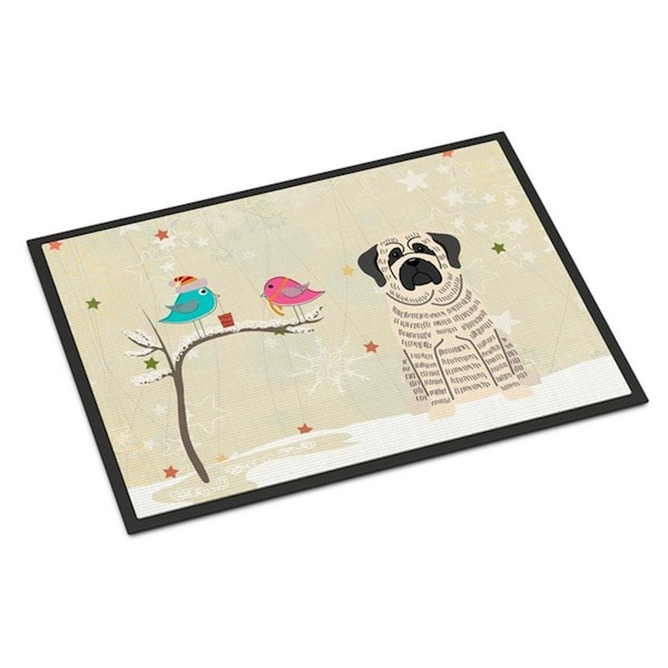 Carolines Treasures Christmas Presents Between Friends Mastiff Brindle White Indoor or Outdoor Mat, 18 x 0.25 x 27 in. BB2488MAT - main